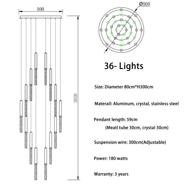 Modern Ceiling Led Chandelier Loft Staircase for Living Room Crystal Hanging Lamp(WH-NC-45)