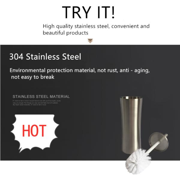 304 Stainless Steel Strong Cleaning Soft Brushing Toilet Brush Free Standing Toilet Brush Gold