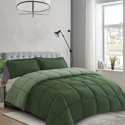 Tumble Dryable Bicolor Soft Microfiber Comforter Reversible Microfiber Quilt Set