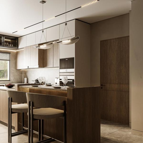 Кухонная мебель на заказ Современная натуральная твердая древесина Модульные кухонные шкафы Вилла использовать роскошные кухонные шкафы