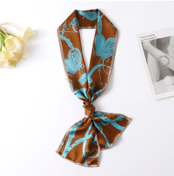 Fashion 100% Silk Printed Scarf Ladies Printed Double Face Soft  Handkerchief