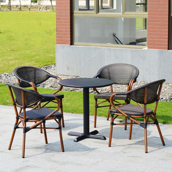 Excellent Outdoor Powder Coating Rattan Dining Chair for Restaurant Terrace Furniture