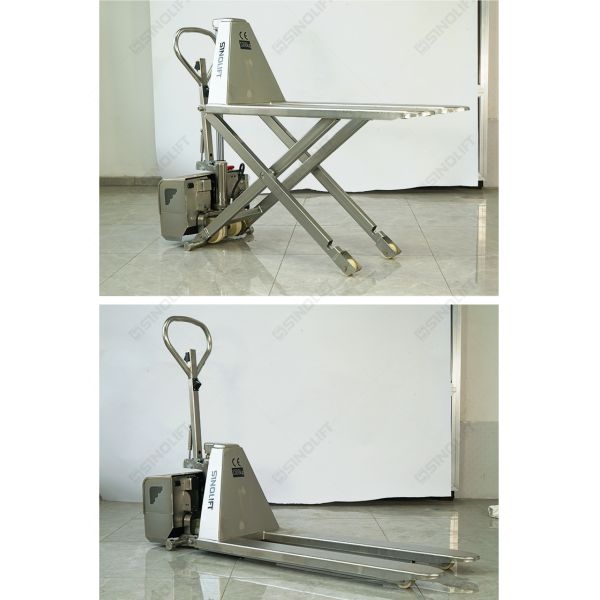 SINOLIFT EHLT10S-II Stainless Steel High Lift Hydraulic Pallet Truck | 304 Stainless Steel | 800mm Max Lift | For Food, Chemical, Medical Industries