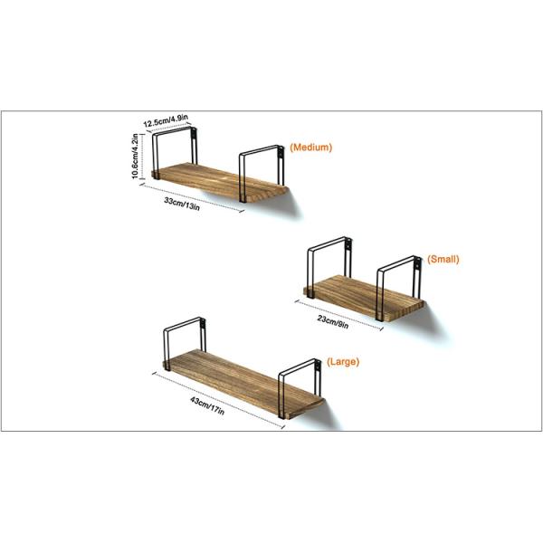 Living Room Furniture Wall Shelf Metal Wood Modern Holding Kitchen Appliance Save Space