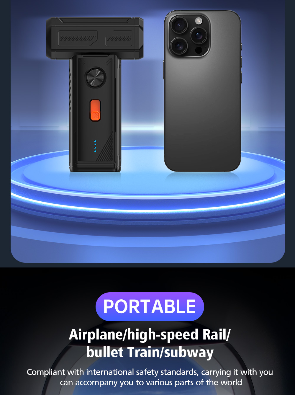 Portable Solar Car Violent Fan Air Duster with ABS Material Compact Design for Interior Drying
