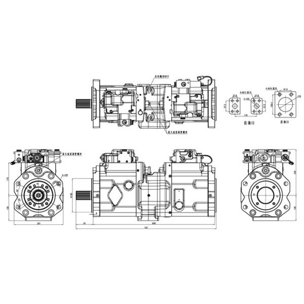 1980rpm Hyundai R455 Excavator Hydraulic Piston Pump K5V200DTH-9C1Z 200kgs Gray