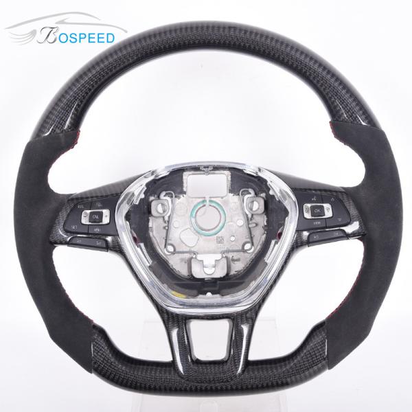 D Shape Alcantara Golf Mk7 Steering Wheel Volkswagen Red Stitch 350mm