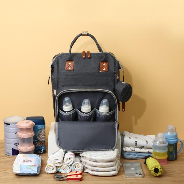 Customized Logo Mummy Baby Bag Diaper Backpack With Travel Bassinet And Changing Station