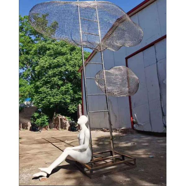 Square Decoration Contemporary Metal Sculpture ,Thought on the Cloud Metal art sculpture