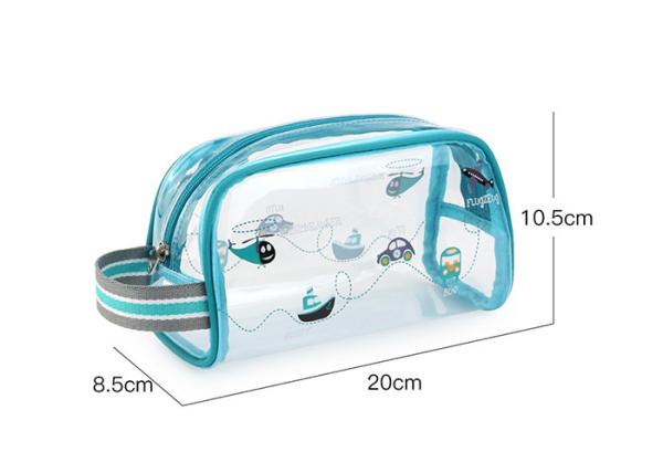 Promotional PVC Transparent Bag , Kids Pencil Case  With PP Webbing Stripe Handle