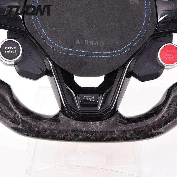 Leather Led Volkswagen Carbon Fiber Steering Wheel With Stripe 350mm