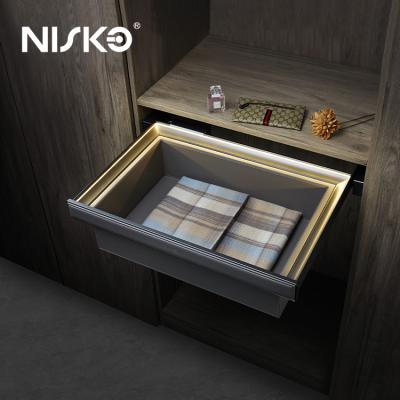 Pull out Wardrobe Storage Box Clothes Drawer Basket with Led Light