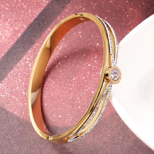 Bracelet female gift 18K gold letter Naan zircon jewelry stainless steel cross gold bracelet wholesale
