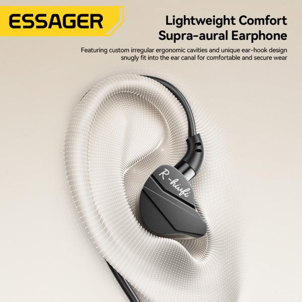 ESSAGER G62 In-Ear USB Type C Jack Aux 3.5mm Earphone Earbuds Wired Connection with OEM/ODM