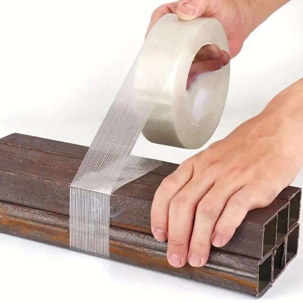 Cross Fiber Fiberglass Reinforced Packing Tape With Rubber Adhesive And Fiberglass Mesh