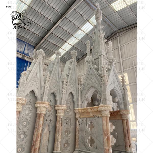 Natural Stone Marble Altar Table Hand Carved Church Luxury Design Religious Decoration