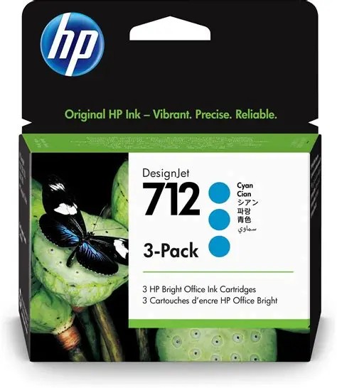 Original HP 712 Large Format for Ink Cartridge 3-Pack 29ml Black Compatible with HP T250 T650 Plotter