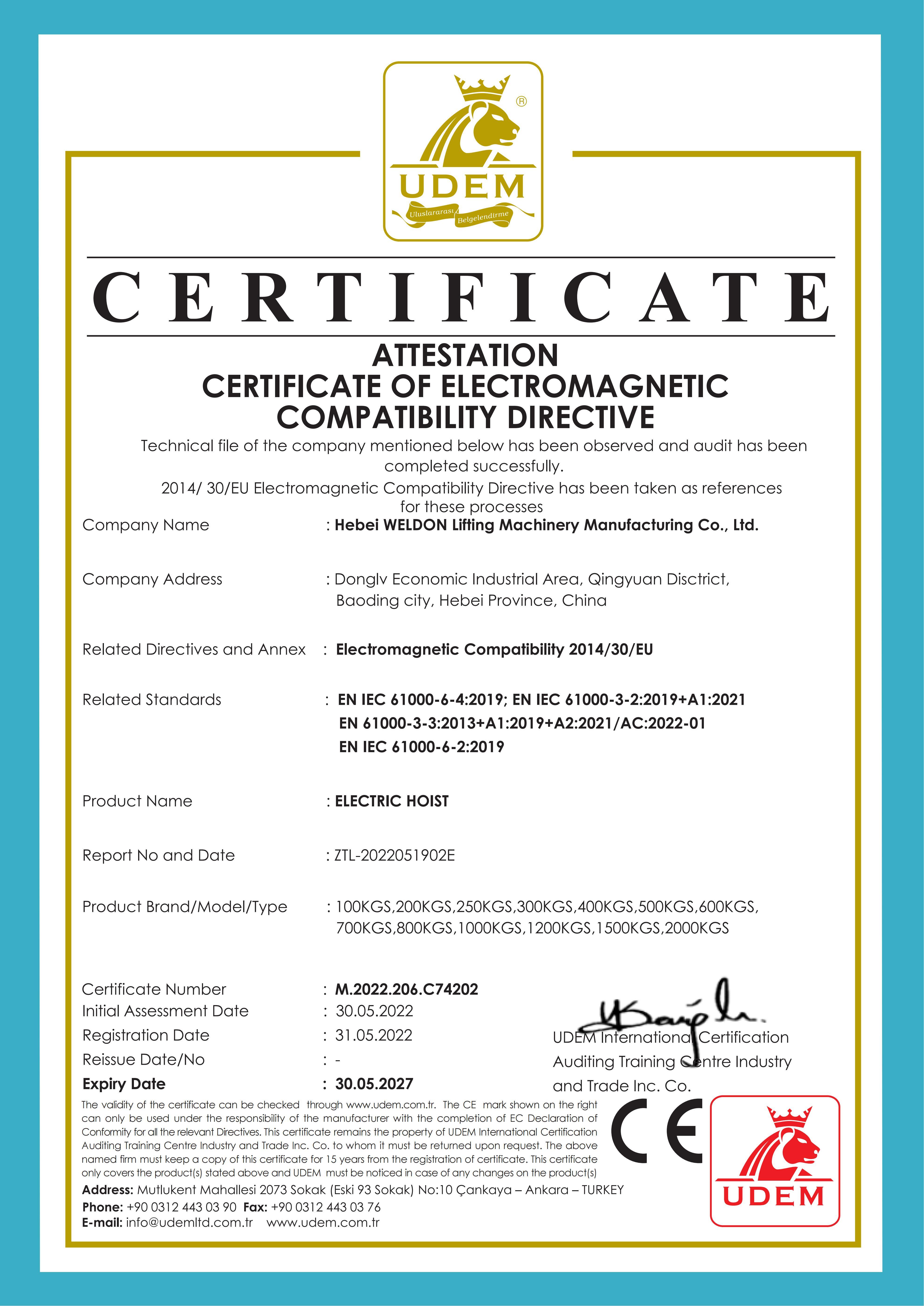 HEBEI WELDON LIFTING MACHINERY MANUFACTURING CO., LTD