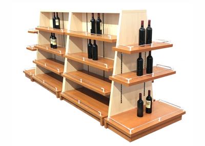 Durable Wine Display Shelf Wooden And Steel Material Color Optional