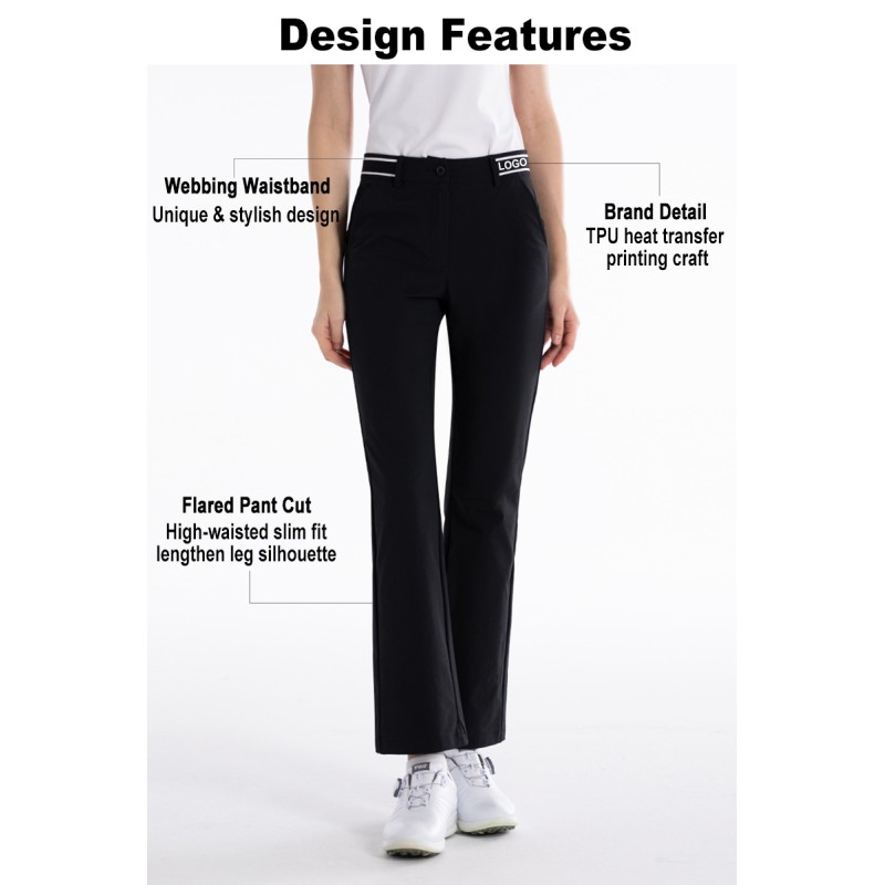 Women Elegant Micro Flare Golf Pants Slim Fit Height Boosting Ladies Golf Trousers