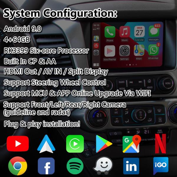 Интерфейс мультимедиа Carplay андроида Lsailt видео- для Шевроле GMC Tahoe