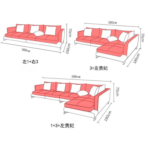 Italian Modern Living Room Leather Soft Sofa House Type L Princess Combination Head Layer