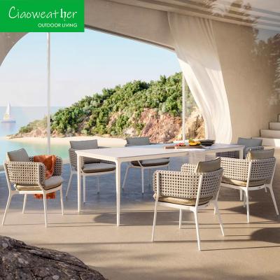 Cadre d'aluminium Design moderne canapé de jardin Chaise en rotin Wicker Tissage de meubles d'extérieur pour hôtel