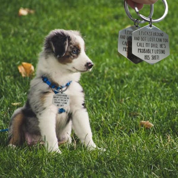 Customized Bone Shaped Enamel Dog Name Tag Funny Dog Tags,Stainless Steel Funny Pet Tag,Deeply Engraved Dog Collar Tag,Pet Cat Collar Charm Gift For Cats Owner Dog Lover