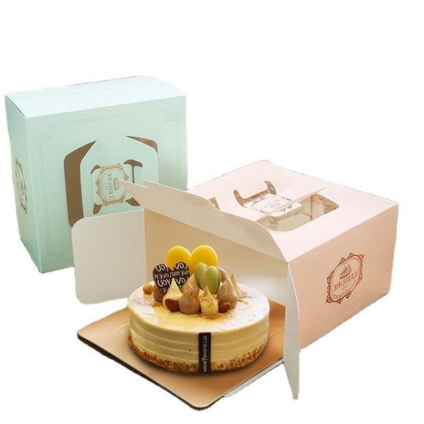 Wholesale Transparent Window Cake Box for Birthday Cakes and Food Box Type Folders with Printing, Embossing, Hotstamping