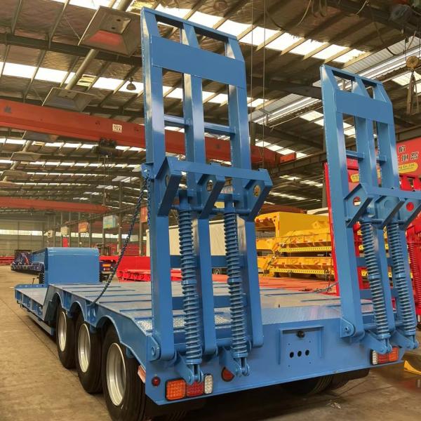 60 80 100 Tons Lowboy Flatbed Lowbed Gooseneck Truck Semi Trailer With Steel Material