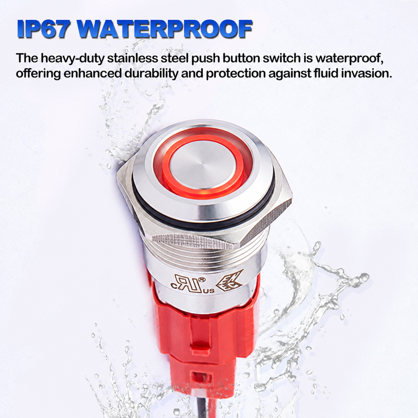 Strong Current 25mm Push Button Switch 250V 10A High Current Momentary Switch
