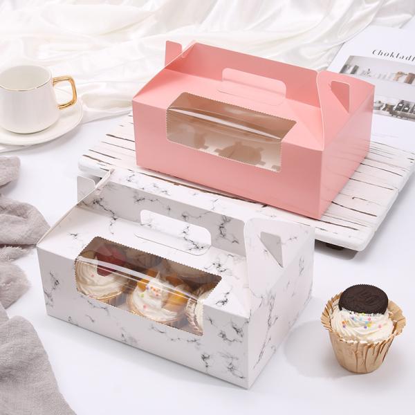 Portable Cupcake Folding Packaging Box Dessert Packaging Box Muffin Box Transparent Egg Tart Box