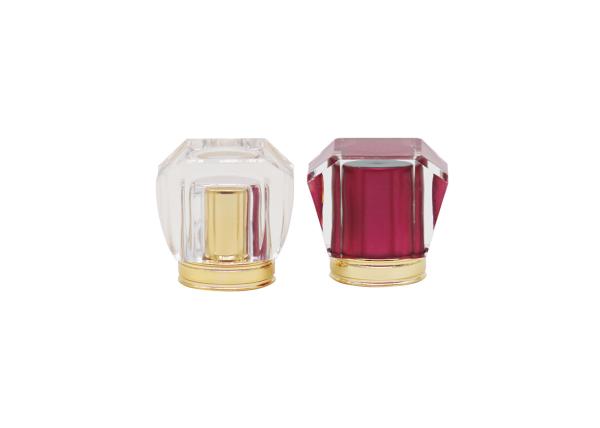 Crimpless  Square Luxury Transparent Aluminum Cosmetic Bottle Cologne Caps