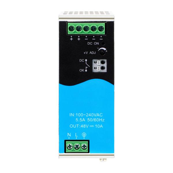 480W DIN 電鉄電源 48V 10A 幅広く AC/DC 入力 活性 PFC DC OK