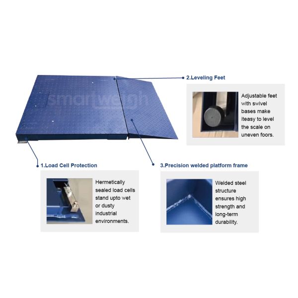 Mild Carbon Steel Floor Scale Digital Platform Floor Scale For Heavy Load Weighing