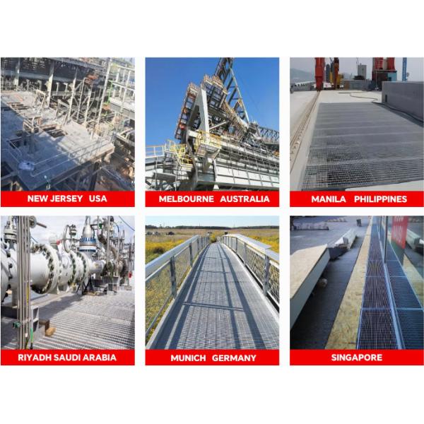 Galvanized Steel Walkway Grating Black / White For Chemical Plant 30*3mm