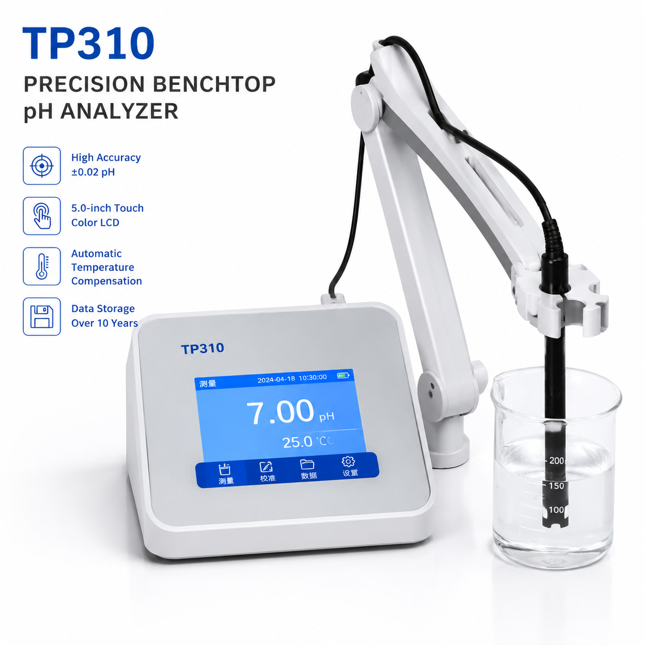 TP310 Precision Benchtop pH Analyzer High Accuracy pH Meter for Water Quality