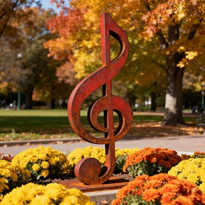 Forging Music Note Corten Steel Sculpture Natural Rusted Finish Public Art Sculpture