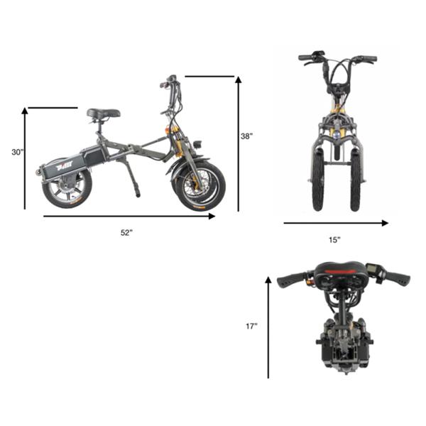 48V 250W Adult Folding Electric Bicycle Three Wheels Lithium 36V 10.4Ah Battery