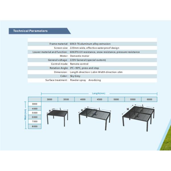Fully Sealed Patented Product Upgraded Aluminium Louver Pergola Remote Control