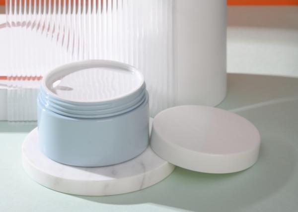 Blue Frosted Printing Face Mask Plastic Cosmetic Jars With Lids 250ml