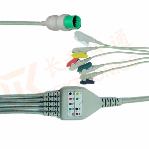 Spacelabs ECG Patient Cable 17 Pin One Piece 5 Leads Grabber IEC