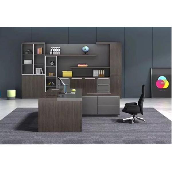 Beautiful Gray Office Cabinets Wood , Boss Office Furniture Various Shapes Available