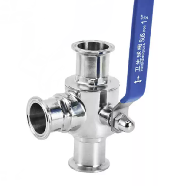 Sanitary Tri-Clamp 3-Way Ball Valve SS304/316L T/L Type PN10 Food Grade Manual Flow Control Valve for Beverage & Pharma