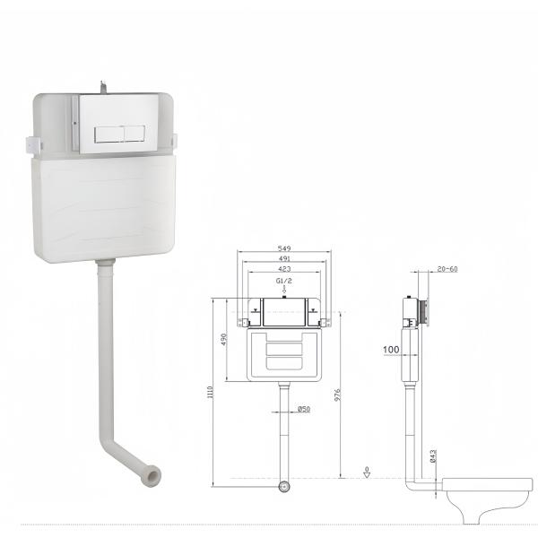 Plastic Toilet Flush Water Tank for Modern Ceramic Toilet WC in Bathroom Renovation