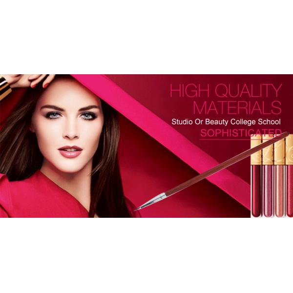 Professional Synthetic Flat Liner Brush Red Wine Long Wooden Handle