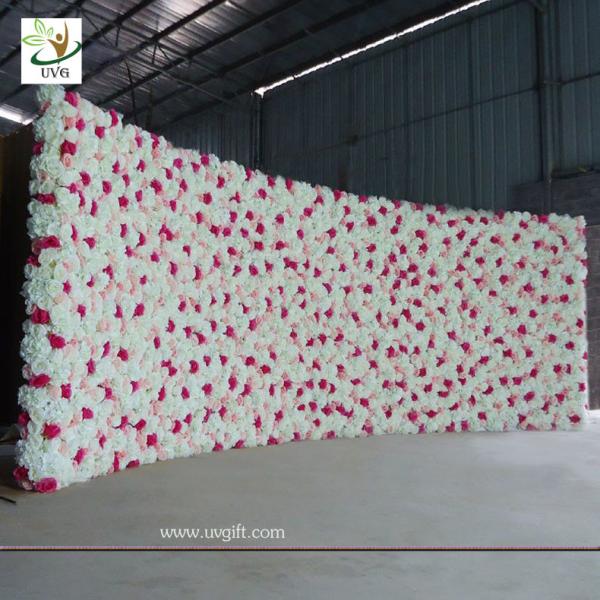 UVG 2.5m curved big fake flower wall wedding backdrops in silk rose and hydrangea for sale