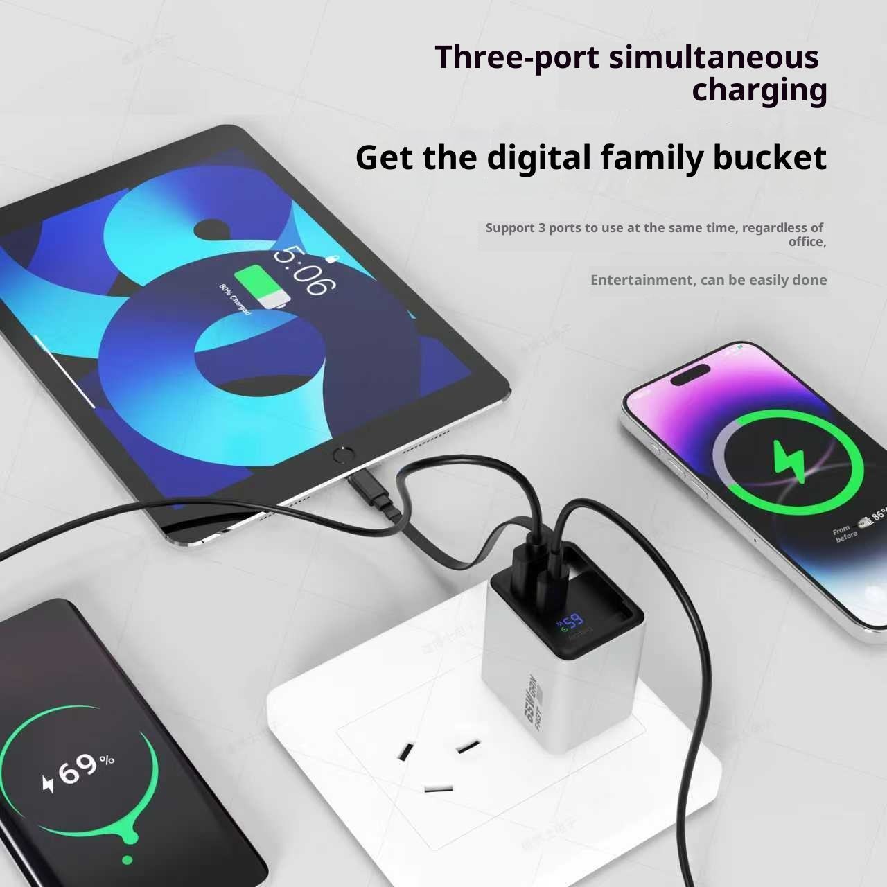 65W PD Charger Car Charger Cig-plug charger Ci-plug adapter with retractable Cable EU/US/UK Plug QC Charger