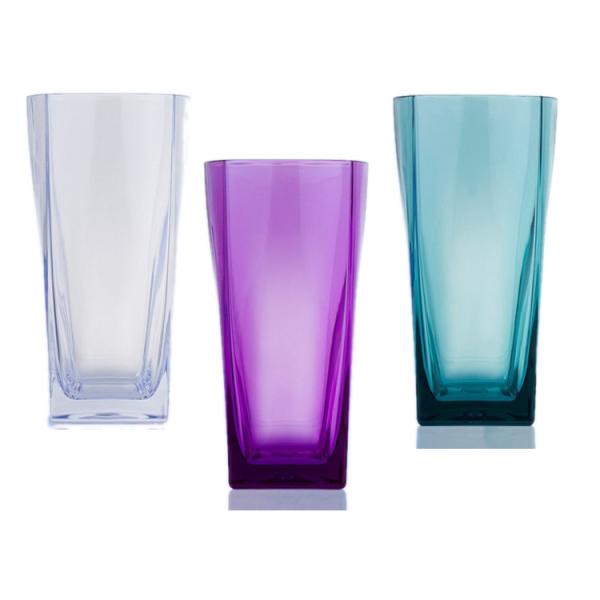 Square PS Plastic Drinking Glass For Water And Juice 230ml