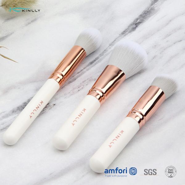 Sistema de cepillo blanco del maquillaje de la virola de aluminio suave 3pcs